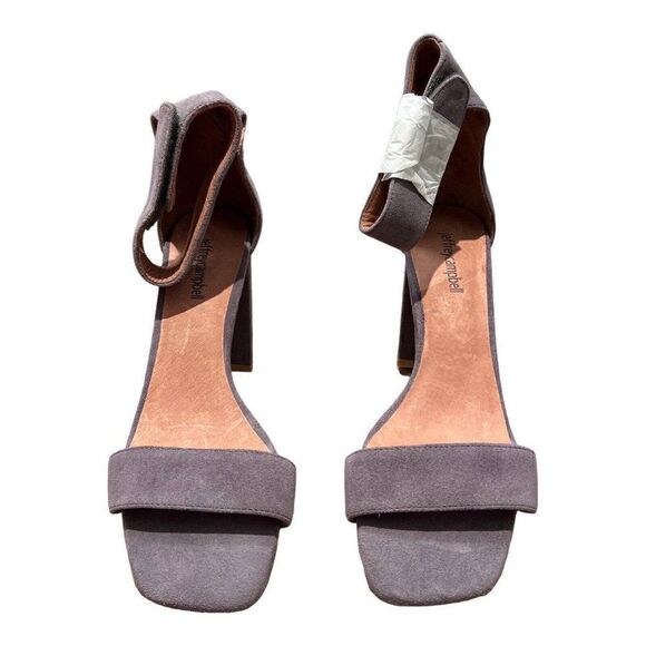 Jeffrey Campbell Heel Holvey Women's 9.5 Sandals Gray Block Ankle Strap Open Toe - Picture 3 of 12